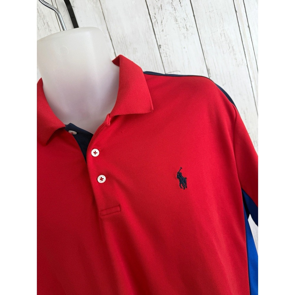 Polo Ralph Lauren Performance Men's L Colorblock Red/Blue Polo